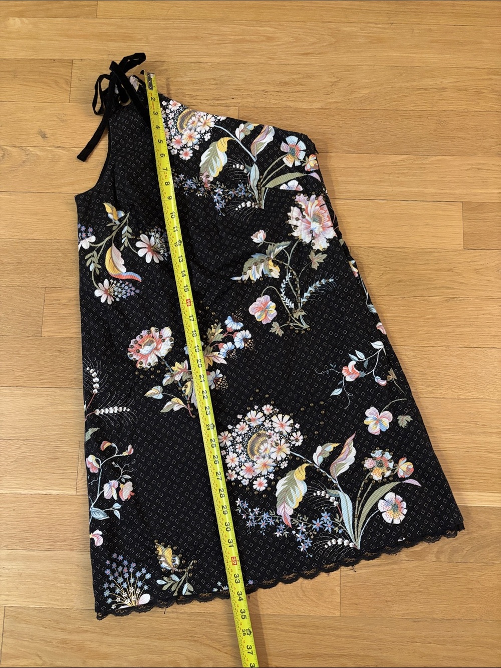 Anthropologie Maeve Ashbury Floral One Shoulder Dress Small 4 Black White - Picture 16 of 16